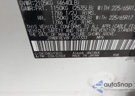 2015 Toyota Rav4 Le from USA, damaged, VIN JTMBFREV8FJ037333